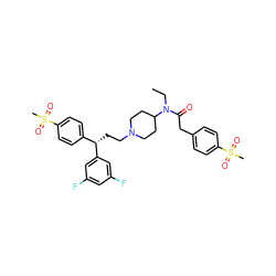 CCN(C(=O)Cc1ccc(S(C)(=O)=O)cc1)C1CCN(CC[C@@H](c2ccc(S(C)(=O)=O)cc2)c2cc(F)cc(F)c2)CC1 ZINC000038157768