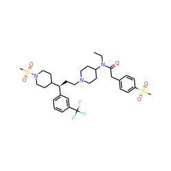 CCN(C(=O)Cc1ccc(S(C)(=O)=O)cc1)C1CCN(CC[C@@H](c2cccc(C(F)(F)F)c2)C2CCN(S(C)(=O)=O)CC2)CC1 ZINC000068045348