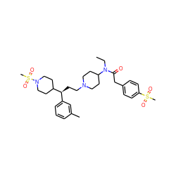 CCN(C(=O)Cc1ccc(S(C)(=O)=O)cc1)C1CCN(CC[C@@H](c2cccc(C)c2)C2CCN(S(C)(=O)=O)CC2)CC1 ZINC000073275029