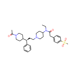 CCN(C(=O)Cc1ccc(S(C)(=O)=O)cc1)C1CCN(CC[C@@H](c2ccccc2)C2CCN(C(C)=O)CC2)CC1 ZINC000073279116