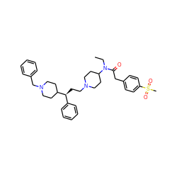 CCN(C(=O)Cc1ccc(S(C)(=O)=O)cc1)C1CCN(CC[C@@H](c2ccccc2)C2CCN(Cc3ccccc3)CC2)CC1 ZINC000073276560