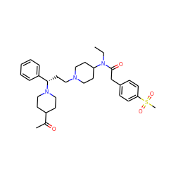 CCN(C(=O)Cc1ccc(S(C)(=O)=O)cc1)C1CCN(CC[C@@H](c2ccccc2)N2CCC(C(C)=O)CC2)CC1 ZINC000073275584