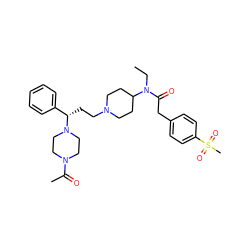 CCN(C(=O)Cc1ccc(S(C)(=O)=O)cc1)C1CCN(CC[C@@H](c2ccccc2)N2CCN(C(C)=O)CC2)CC1 ZINC000073280286