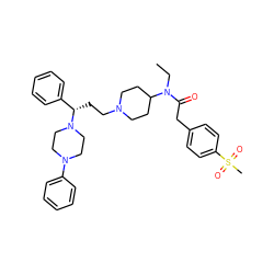 CCN(C(=O)Cc1ccc(S(C)(=O)=O)cc1)C1CCN(CC[C@@H](c2ccccc2)N2CCN(c3ccccc3)CC2)CC1 ZINC000073280278