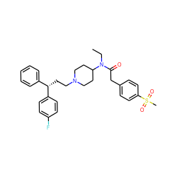 CCN(C(=O)Cc1ccc(S(C)(=O)=O)cc1)C1CCN(CC[C@@H](c2ccccc2)c2ccc(F)cc2)CC1 ZINC000028528562