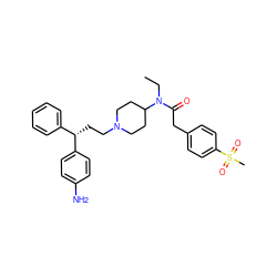 CCN(C(=O)Cc1ccc(S(C)(=O)=O)cc1)C1CCN(CC[C@@H](c2ccccc2)c2ccc(N)cc2)CC1 ZINC000028528279