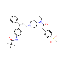 CCN(C(=O)Cc1ccc(S(C)(=O)=O)cc1)C1CCN(CC[C@@H](c2ccccc2)c2ccc(NC(=O)C(C)(C)C)cc2)CC1 ZINC000028529028