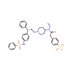 CCN(C(=O)Cc1ccc(S(C)(=O)=O)cc1)C1CCN(CC[C@@H](c2ccccc2)c2ccc(NS(=O)(=O)c3ccccc3)cc2)CC1 ZINC000028527301