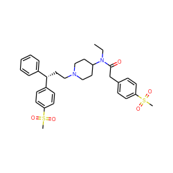 CCN(C(=O)Cc1ccc(S(C)(=O)=O)cc1)C1CCN(CC[C@@H](c2ccccc2)c2ccc(S(C)(=O)=O)cc2)CC1 ZINC000003916180