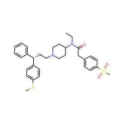 CCN(C(=O)Cc1ccc(S(C)(=O)=O)cc1)C1CCN(CC[C@@H](c2ccccc2)c2ccc(SC)cc2)CC1 ZINC000028528911