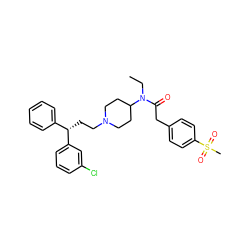 CCN(C(=O)Cc1ccc(S(C)(=O)=O)cc1)C1CCN(CC[C@@H](c2ccccc2)c2cccc(Cl)c2)CC1 ZINC000028528487