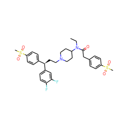 CCN(C(=O)Cc1ccc(S(C)(=O)=O)cc1)C1CCN(CC[C@H](c2ccc(S(C)(=O)=O)cc2)c2ccc(F)c(F)c2)CC1 ZINC000038157776