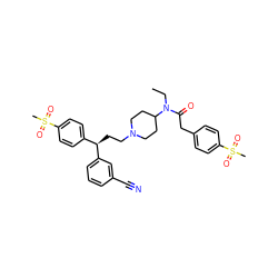 CCN(C(=O)Cc1ccc(S(C)(=O)=O)cc1)C1CCN(CC[C@H](c2ccc(S(C)(=O)=O)cc2)c2cccc(C#N)c2)CC1 ZINC000038157770