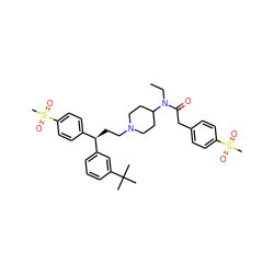 CCN(C(=O)Cc1ccc(S(C)(=O)=O)cc1)C1CCN(CC[C@H](c2ccc(S(C)(=O)=O)cc2)c2cccc(C(C)(C)C)c2)CC1 ZINC000049832821