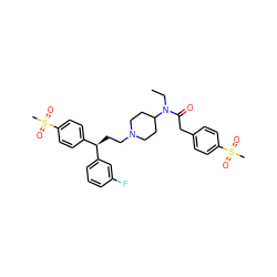 CCN(C(=O)Cc1ccc(S(C)(=O)=O)cc1)C1CCN(CC[C@H](c2ccc(S(C)(=O)=O)cc2)c2cccc(F)c2)CC1 ZINC000003916166