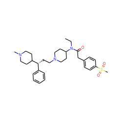 CCN(C(=O)Cc1ccc(S(C)(=O)=O)cc1)C1CCN(CC[C@H](c2ccccc2)C2CCN(C)CC2)CC1 ZINC000033504561