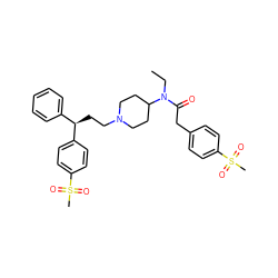 CCN(C(=O)Cc1ccc(S(C)(=O)=O)cc1)C1CCN(CC[C@H](c2ccccc2)c2ccc(S(C)(=O)=O)cc2)CC1 ZINC000003916167