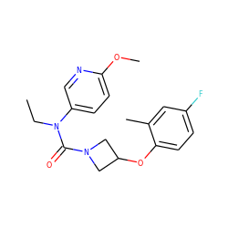 CCN(C(=O)N1CC(Oc2ccc(F)cc2C)C1)c1ccc(OC)nc1 ZINC000049070501