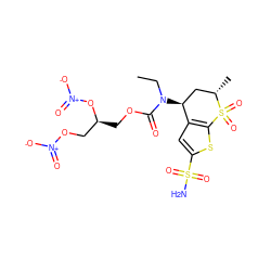 CCN(C(=O)OC[C@@H](CO[N+](=O)[O-])O[N+](=O)[O-])[C@H]1C[C@H](C)S(=O)(=O)c2sc(S(N)(=O)=O)cc21 ZINC000044718983