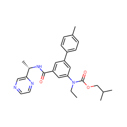 CCN(C(=O)OCC(C)C)c1cc(C(=O)N[C@@H](C)c2cnccn2)cc(-c2ccc(C)cc2)c1 ZINC000144122867