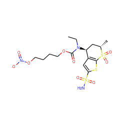 CCN(C(=O)OCCCCO[N+](=O)[O-])[C@H]1C[C@H](C)S(=O)(=O)c2sc(S(N)(=O)=O)cc21 ZINC000045324365