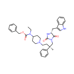 CCN(C(=O)OCc1ccccc1)C1CCN(CC[C@@](C)(CN2C(=O)N[C@H](Cc3c[nH]c4ccccc34)C2=O)c2ccccc2)CC1 ZINC000026840028