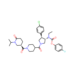 CCN(C(=O)Oc1ccc(F)cc1)[C@@H]1CN(C(=O)C2CCN(C(=O)[C@@H]3CCC(=O)N(C(C)C)C3)CC2)C[C@H]1c1ccc(Cl)cc1 ZINC000117896316