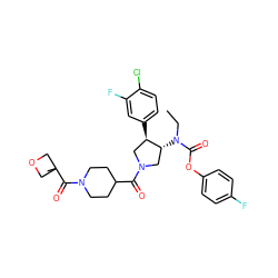 CCN(C(=O)Oc1ccc(F)cc1)[C@@H]1CN(C(=O)C2CCN(C(=O)C3(C)COC3)CC2)C[C@H]1c1ccc(Cl)c(F)c1 ZINC000117721197