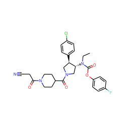 CCN(C(=O)Oc1ccc(F)cc1)[C@@H]1CN(C(=O)C2CCN(C(=O)CC#N)CC2)C[C@H]1c1ccc(Cl)cc1 ZINC000117705410