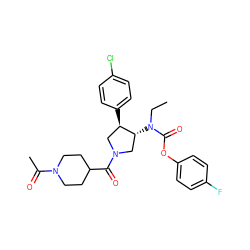 CCN(C(=O)Oc1ccc(F)cc1)[C@@H]1CN(C(=O)C2CCN(C(C)=O)CC2)C[C@H]1c1ccc(Cl)cc1 ZINC000117724156