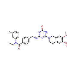 CCN(C(=O)c1ccc(CNc2nc(N3CCc4cc(OC)c(OC)cc4C3)[nH]c(=O)n2)cc1)c1cccc(C)c1 ZINC000141125198