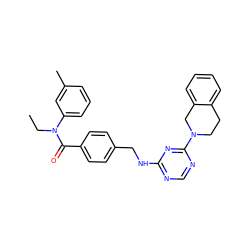 CCN(C(=O)c1ccc(CNc2ncnc(N3CCc4ccccc4C3)n2)cc1)c1cccc(C)c1 ZINC000140399391