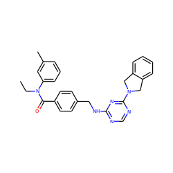 CCN(C(=O)c1ccc(CNc2ncnc(N3Cc4ccccc4C3)n2)cc1)c1cccc(C)c1 ZINC000141734625