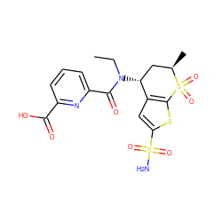 CCN(C(=O)c1cccc(C(=O)O)n1)[C@@H]1C[C@@H](C)S(=O)(=O)c2sc(S(N)(=O)=O)cc21 ZINC000013799162