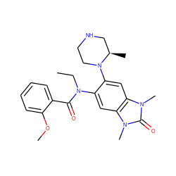 CCN(C(=O)c1ccccc1OC)c1cc2c(cc1N1CCNC[C@H]1C)n(C)c(=O)n2C ZINC000584905514