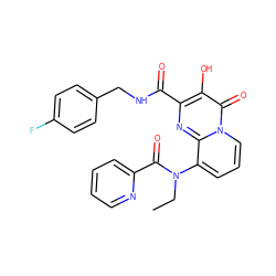 CCN(C(=O)c1ccccn1)c1cccn2c(=O)c(O)c(C(=O)NCc3ccc(F)cc3)nc12 ZINC000040423412