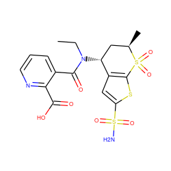 CCN(C(=O)c1cccnc1C(=O)O)[C@@H]1C[C@@H](C)S(=O)(=O)c2sc(S(N)(=O)=O)cc21 ZINC000026579236