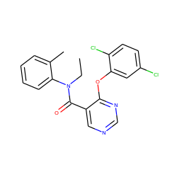 CCN(C(=O)c1cncnc1Oc1cc(Cl)ccc1Cl)c1ccccc1C ZINC000095575048