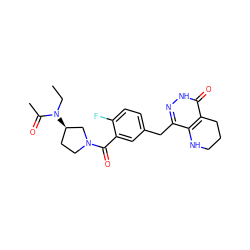 CCN(C(C)=O)[C@@H]1CCN(C(=O)c2cc(Cc3n[nH]c(=O)c4c3NCCC4)ccc2F)C1 ZINC000147581647