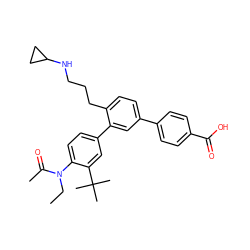 CCN(C(C)=O)c1ccc(-c2cc(-c3ccc(C(=O)O)cc3)ccc2CCCNC2CC2)cc1C(C)(C)C ZINC000038212051