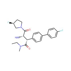 CCN(C)C(=O)[C@@H](c1ccc(-c2ccc(F)cc2)cc1)[C@H](N)C(=O)N1CC[C@H](F)C1 ZINC000014947779