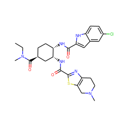 CCN(C)C(=O)[C@H]1CC[C@H](NC(=O)c2cc3cc(Cl)ccc3[nH]2)[C@H](NC(=O)c2nc3c(s2)CN(C)CC3)C1 ZINC000042875383