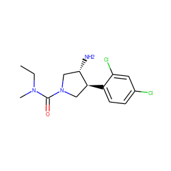 CCN(C)C(=O)N1C[C@H](c2ccc(Cl)cc2Cl)[C@@H](N)C1 ZINC000014958670