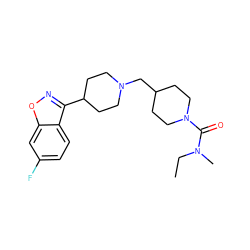 CCN(C)C(=O)N1CCC(CN2CCC(c3noc4cc(F)ccc34)CC2)CC1 ZINC000653795339