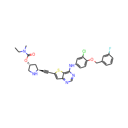 CCN(C)C(=O)O[C@H]1CN[C@H](C#Cc2cc3ncnc(Nc4ccc(OCc5cccc(F)c5)c(Cl)c4)c3s2)C1 ZINC000042876577