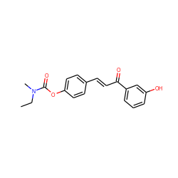 CCN(C)C(=O)Oc1ccc(/C=C/C(=O)c2cccc(O)c2)cc1 ZINC001772578782