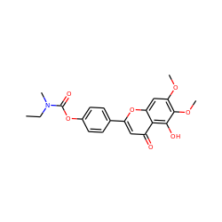 CCN(C)C(=O)Oc1ccc(-c2cc(=O)c3c(O)c(OC)c(OC)cc3o2)cc1 ZINC000299864341