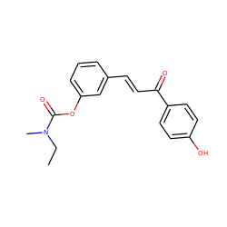 CCN(C)C(=O)Oc1cccc(/C=C/C(=O)c2ccc(O)cc2)c1 ZINC001772599370