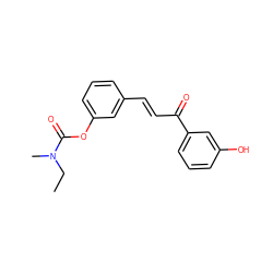 CCN(C)C(=O)Oc1cccc(/C=C/C(=O)c2cccc(O)c2)c1 ZINC001772608240