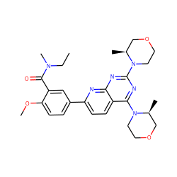 CCN(C)C(=O)c1cc(-c2ccc3c(N4CCOC[C@@H]4C)nc(N4CCOC[C@@H]4C)nc3n2)ccc1OC ZINC000144997406